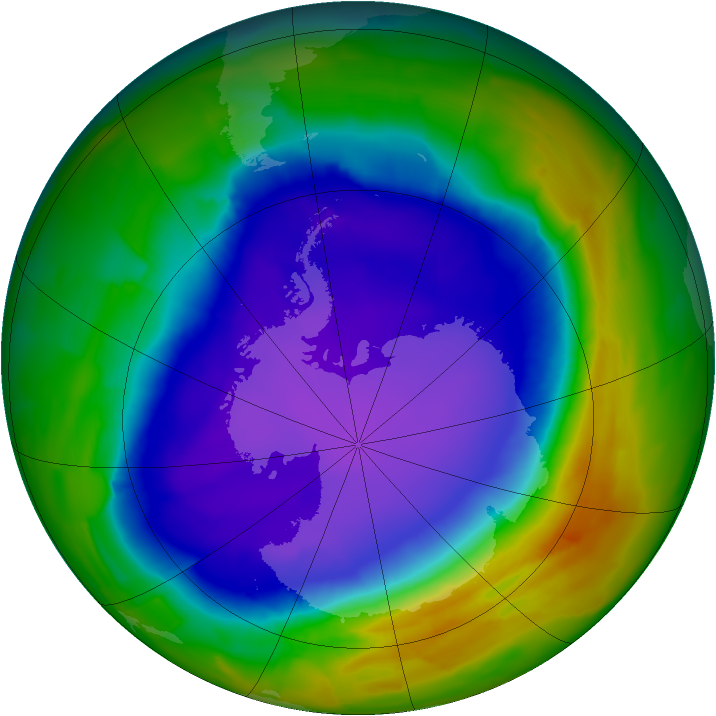 Antarctic ozone map for 09 October 2011